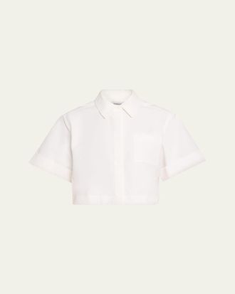 SIMKHAI Ryett Short-Sleeve Cropped Shirt