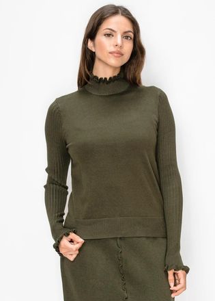 YAL New York Ruffle Mock Neck Sweater
