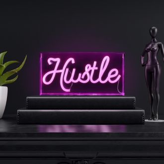 Jonathan Y Designs Hustle 11.88 X 5.88 Contemporary Glam Acrylic Box USB Operated LED Neon Light