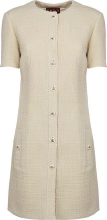 Gucci Kleedjes, Dames, Beige, S, Tweed, Textured Wool Tweed Dress