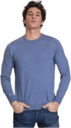 Gran Sasso Stoppen - Heren - Ronde hals truien - Blauw - XL - Wol - Truien & Vesten
