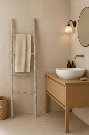 Biscottini International Toallero De Escalera De Madera Moderno Para Ba&ntilde;o Suelo, De Pie, Escalera Decorativa A Pared, Escalera, Colgador De Toallas