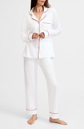 Petite Plume Made with Love Pima Cotton Pajamas in White at Nordstrom, Size X-Small