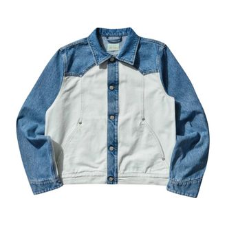 Aries Denim Jackets, male, Multicolor, Size: L Patchwork Western Carpenter Jacket