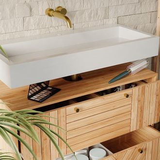 Vicco Mueble Bajo Lavabo Lucie, Bamb&uacute;, 80 X 65 Cm Con 2 Cajones, Vicco