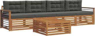 vidaXL Conjunto De Sof&aacute;s De Exterior 5 Uds. Natural Y Antracita Vidaxl