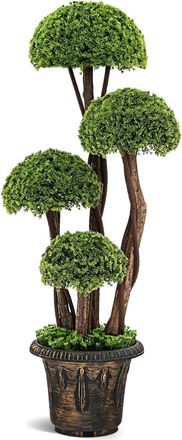 Costway Costway - Rbol Topiario De Cedro Artificial De 90 Cm, Planta Topiaria Falsa De Cipr&eacute;s Con Maceta Rellena De Cemento, Planta Decorativa De Imitaci&oacute;n Pa