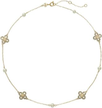 Tory Burch Kira Clover Pearl Ketting - Dames - Kettingen - Geel - ONE Size - Accessoires