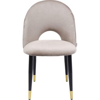 Kare Design Silla de terciopelo beige y acero