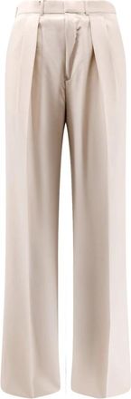 Tom Ford Wool Cashmere Silk Reps Double Pleat Pant - Heren - Nette broeken - Wit - M - Wol - Broeken