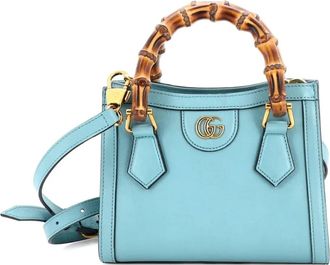 Gucci Borsa a tracolla Diana NM Bamboo mini in pelle con manico - Blu