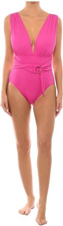 Michael Kors Badpak met V-hals- Riem en Surplice - Dames - Badpakken - Roze - S - Polyester - Badmode
