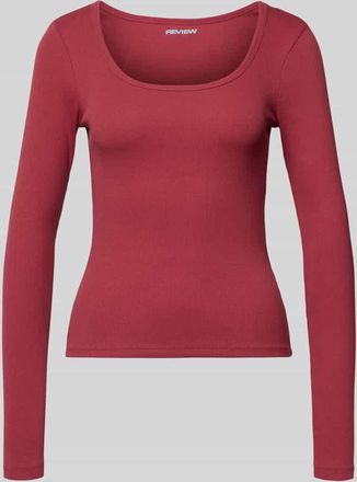 Review Slim Fit Longsleeve mit tiefen Rundhalsausschnitt in Kirsche, Gr&ouml;&szlig;e XL