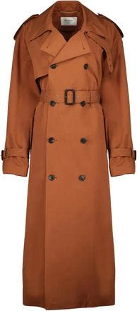 Saint Laurent Oversize Trenchcoat - Dames - Trenchcoats - Bruin - L - Katoen - Jassen