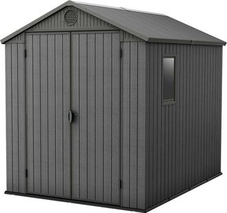 Keter Caseta De Jard&iacute;n Darwin 6x8 Exterior Cobertizo Almacenamiento Textura Madera Resina Alta Resistencia Evotech 190x244x221 Wxdxh Cm - Keter