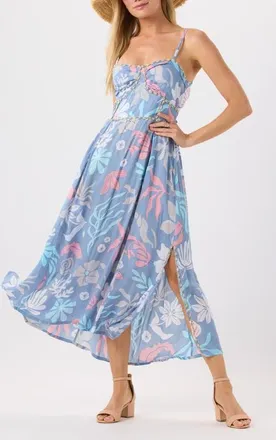 Tiare Hawaii Rio Maxi Dress in Shellscapes Dusty Blue at Nordstrom, Size X-Small/small