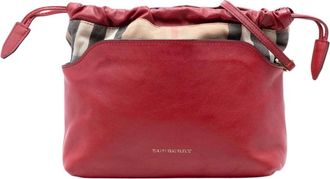 Burberry Pre-owned Bucket Bags, female, Red, Size: ONE SIZE Pre-owned Vintage Leather Drawstring Crossbody Bag