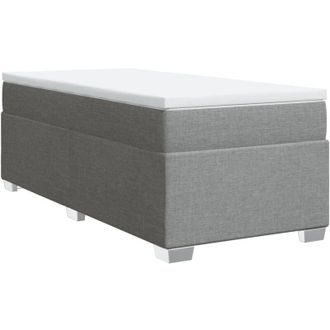 vidaXL Cama Box Spring Con Colch&oacute;n Tela Gris Claro 90x190 Cm Vidaxl