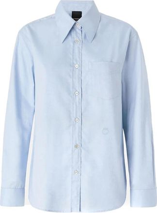 Pinko 103708A1Y0G52 Shirt - Dames - Overhemden - Blauw - S - Katoen - Overhemden