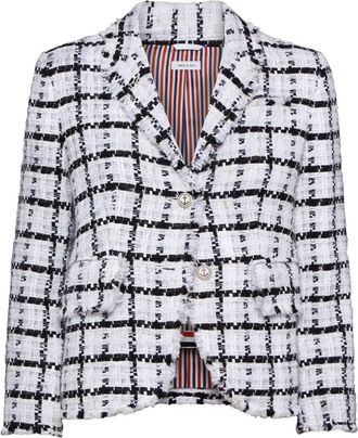 Thom Browne checked blazer - women - Cotton - 42 - White