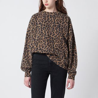 Anine Bing Miles Oversized Sweatshirt With Leopard Print