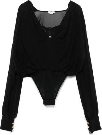 Elisabetta Franchi Body in georgette di seta - Nero