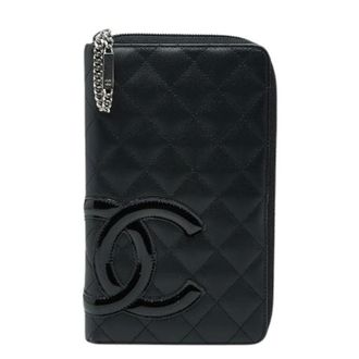 Chanel Pre-owned Wallets, female, Black, Size: ONE SIZE Pre-owned Cambon Line Leather Patent Leather Long Wallet