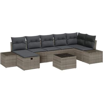 vidaXL Vidaxl - Set Divano da Giardino 8 pcs Grigio 55 x 62 x 69 cm Poly Rattan