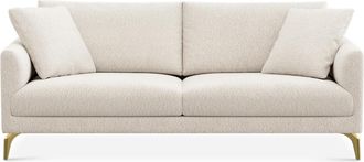Castlery Lena Sofa Customized, (Performance Boucle) Cream (Brass Legs), Spill Resistant, Removable Covers for Sofas by Castlery