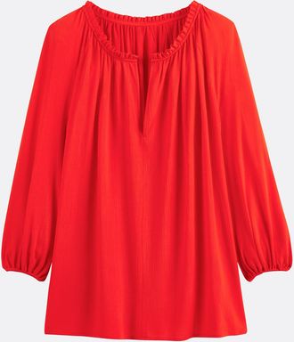 La Redoute Collections V-hals crepon blouse, 3/4 mouwen