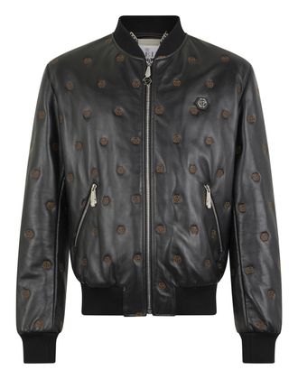 Philipp Plein Embroidered Nappa Leather Bomber Monogram Monogram