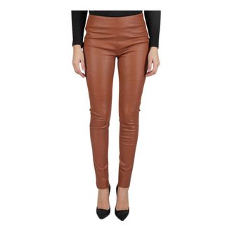 Kiton Leather Trousers, female, Brown, Size: S Leather Trousers