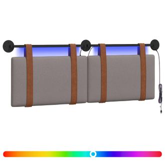vidaXL Cabecero Colgante Con Luz Led Topo Pu Antiguo Vidaxl