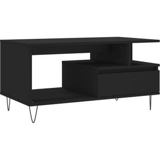 vidaXL Mesa De Centro Madera Contrachapada Negro 90x49x45 Cm Vidaxl