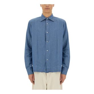 Aspesi Casual Shirts - Heren - Spijkeroverhemden - Blauw - 2XL - Overhemden