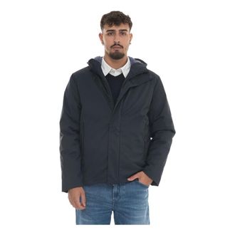 Emporio Armani Gewatteerde jas met capuchon en rits - Heren - Winterjassen - Blauw - L - Polyester - Jassen