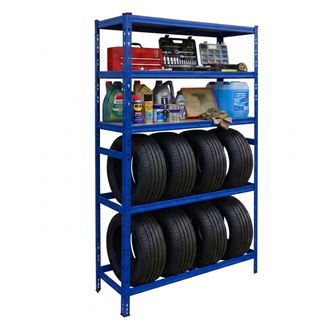 Relaxdays Relaxdays Estanter&iacute;a Para 8 Neum&aacute;ticos, 210&times;110&times;40 Cm, 750 Kg, Acero, Sistema De Montaje, Taller, Azul