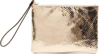 Frances Valentine Snakeskin Embossed Metallic Leather Wristlet in Gold at Nordstrom