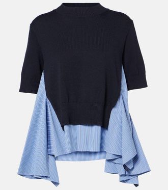 sacai Cotton-blend poplin cardigan