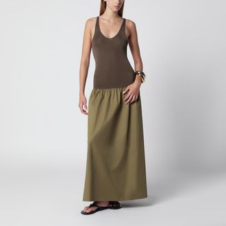 Frankie Shop Iliya maxi dress in olive green viscose and cotton