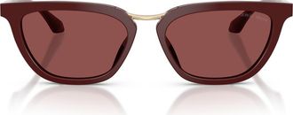 Armani 54mm Butterfly Sunglasses in Burgundy /Dark Violet at Nordstrom