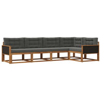 vidaXL Conjunto De Sof&aacute;s De Exterior 5 Pcs Natural Y Antracita Vidaxl