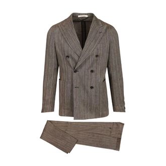 Tagliatore Monecarlo Double-breasted Suit - male - Tagliatore - Double Breasted Suits - Brown - XL - Suits