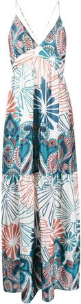 BA&SH floral-print tiered-skirt dress - women - Polyester - 1 - Blue