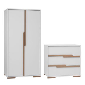 OEM Commode 3 Tiroirs Et Armoire Pinio Snap Blanc Et Bois