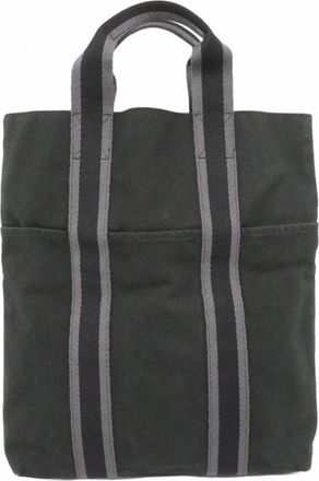 Herm&egrave;s Black Canvas Tote Bag (Pre-Owned)