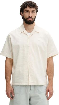 Lacoste Relaxed Fit Seersucker Shirt - Heren - Korte mouwen Overhemden - Beige - 3XL - Katoen - Overhemden