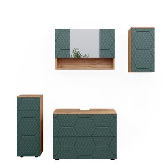 Vicco Conjunto De Muebles De Ba&ntilde;o Irma, Verde, 4 Partes