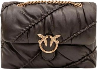 Pinko Pinko - Love Puff Crinkle Mini - Dames - Tassen - Bruin - Maat: ONE Size Leer