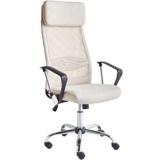 Beliani Beliani - Silla De Oficina Beige Plateado Negro Poli&eacute;ster Giratorio Altura Ajustable Pioneer